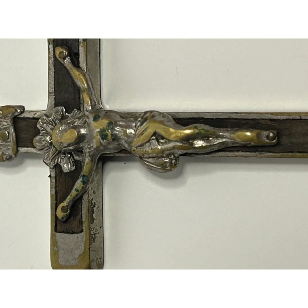 Antique Nuns Habit Pectoral CRUCIFIX W/‎ SKULL & CROSSBONES Cross 4